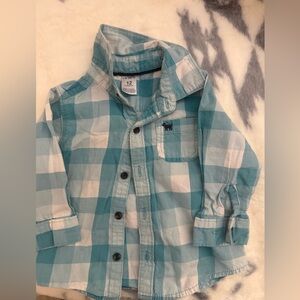 Carter's Teal and White Checkered Kids Shirt